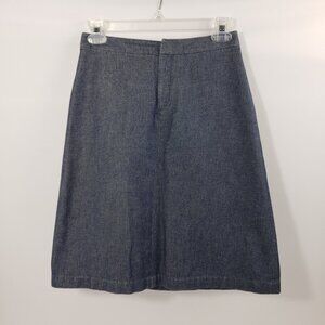 Banana Republic 0P Blue Petite Lined Denim Skirt Womens Zipper Cotton Stripes
